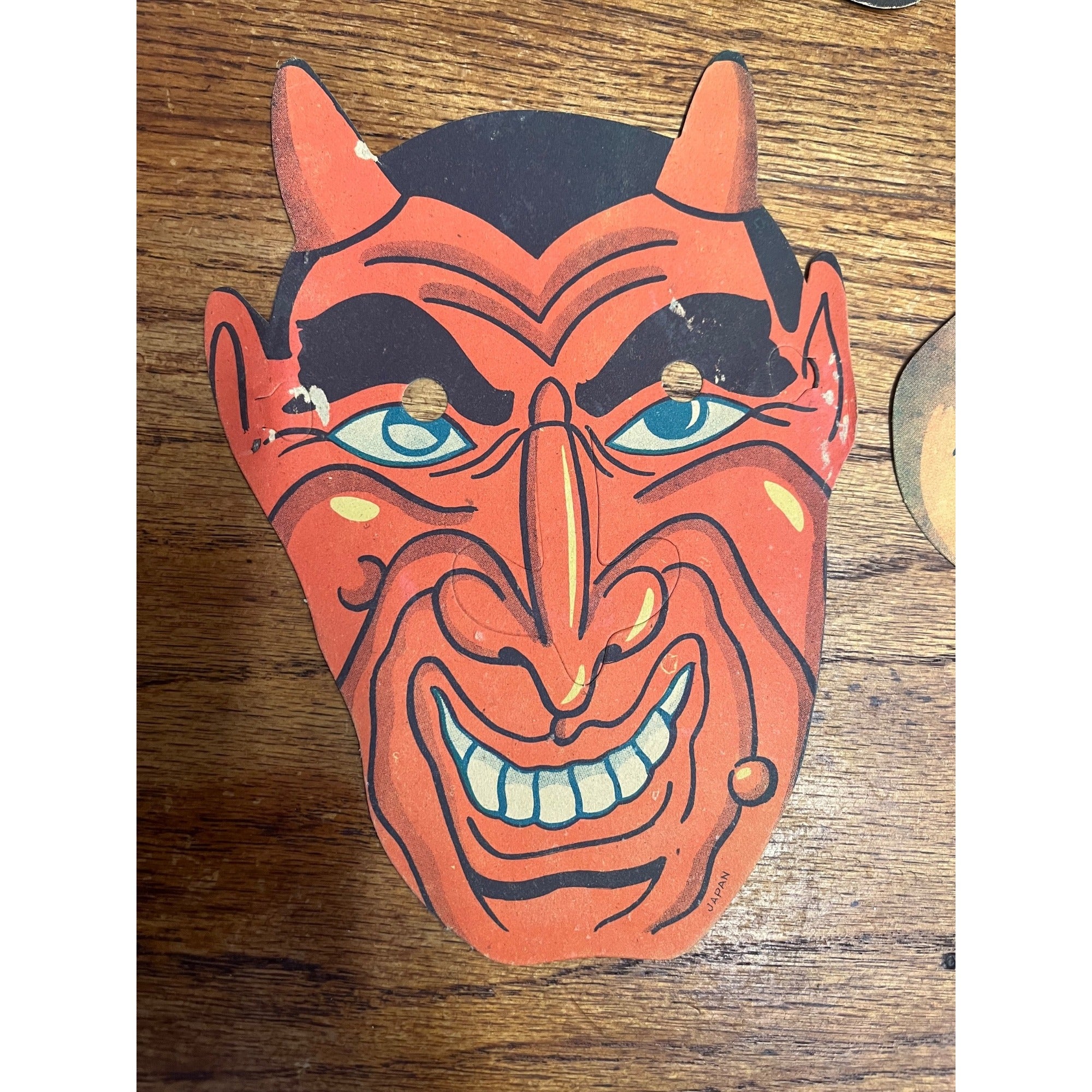 Vintage Halloween Lot (4) Cardboard Party Costume Masks - Made in Japan