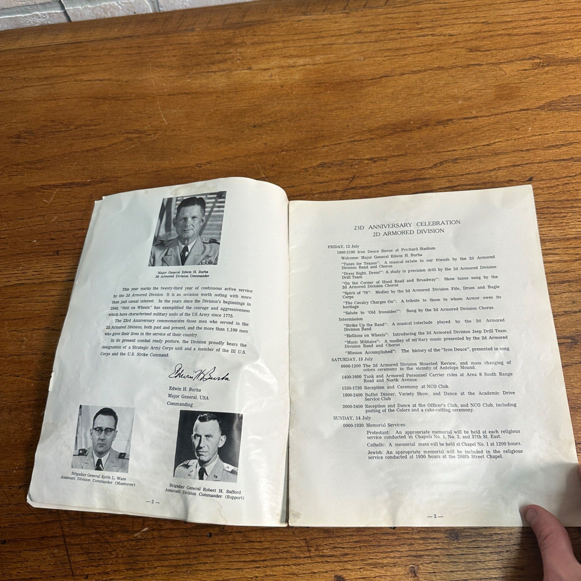 Vintage 2nd Armored Division US Army Fort Hood TX 1963 Program 23rd Anniversary