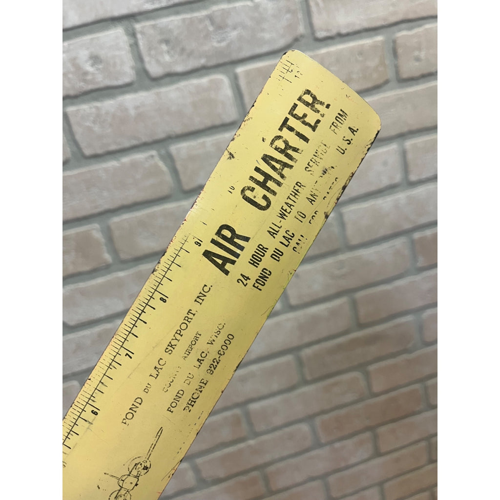 Vintage Fond du Lac Skyport Airport Advertising Ruler Air Charter Ambulance