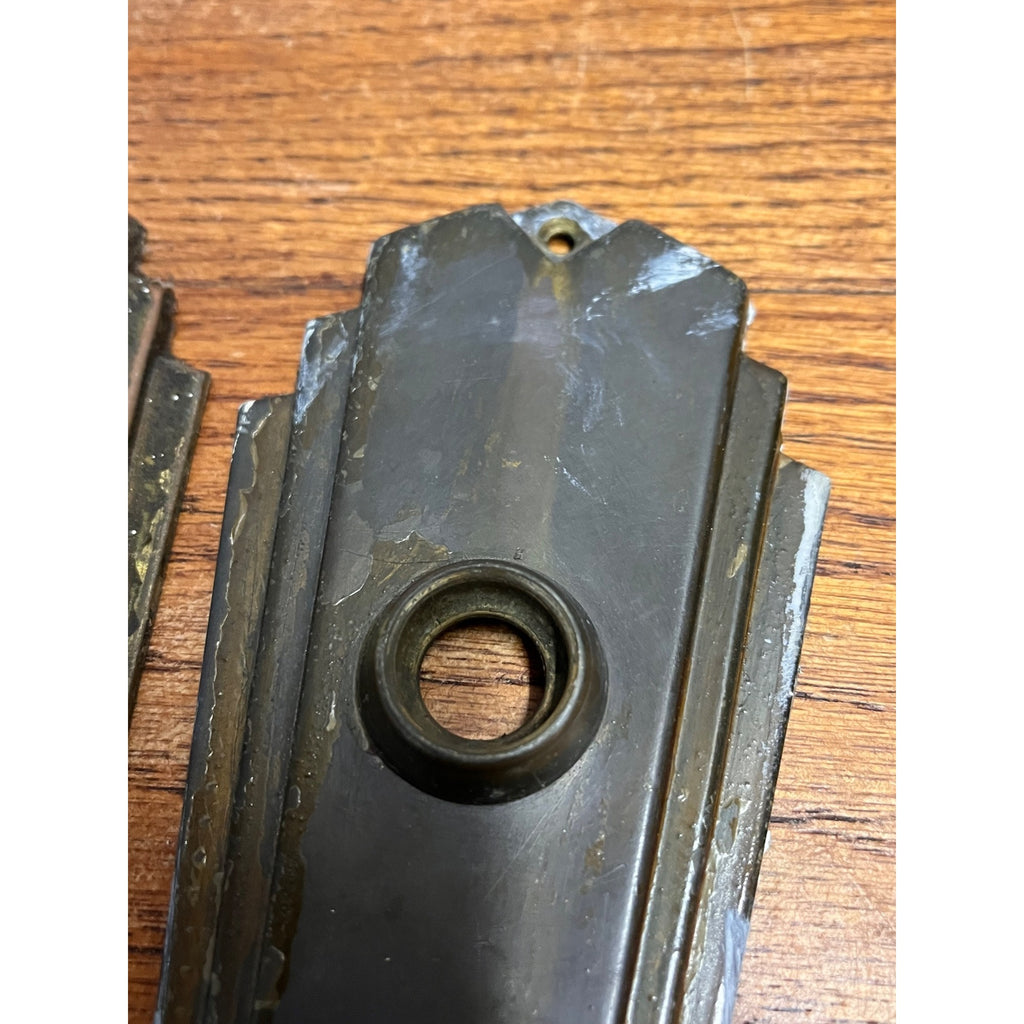 Antique Vintage Art Deco Brass Pull Plate Cover For Door Knob Handle Lock