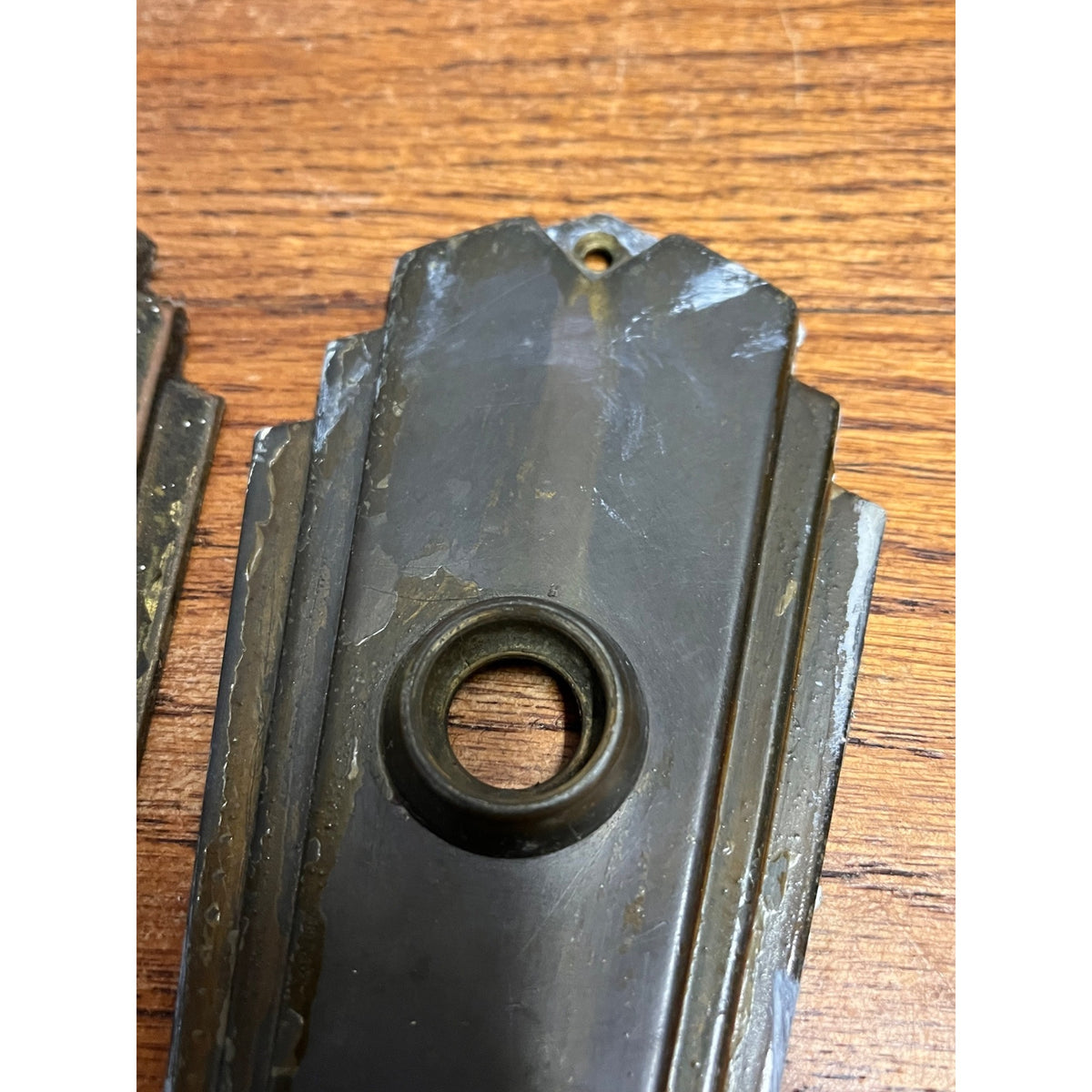 Antique Vintage Art Deco Brass Pull Plate Cover For Door Knob Handle Lock