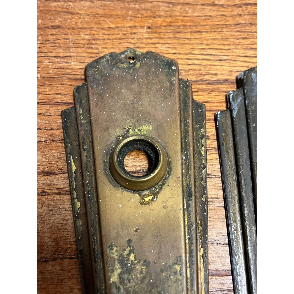 Antique Vintage Art Deco Brass Pull Plate Cover For Door Knob Handle Lock
