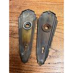 Antique Vintage Art Deco Brass Pull Plate Cover For Door Knob Handle Lock