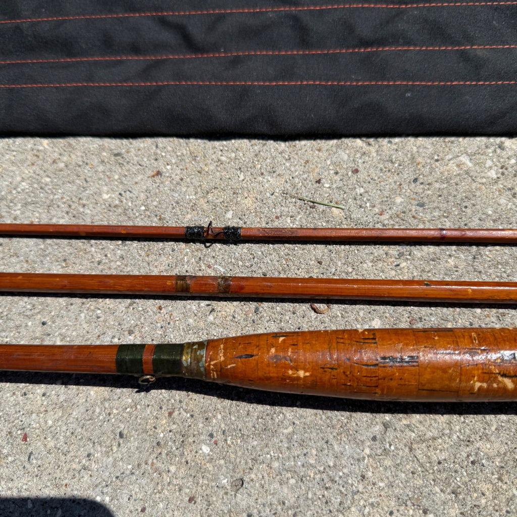 Early South Bend Fly Fishing Rod Bamboo 9ft W/ Slip Case 3-piece