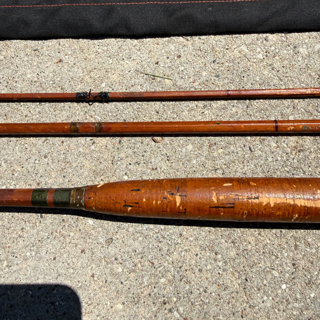 Early South Bend Fly Fishing Rod Bamboo 9ft W/ Slip Case 3-piece