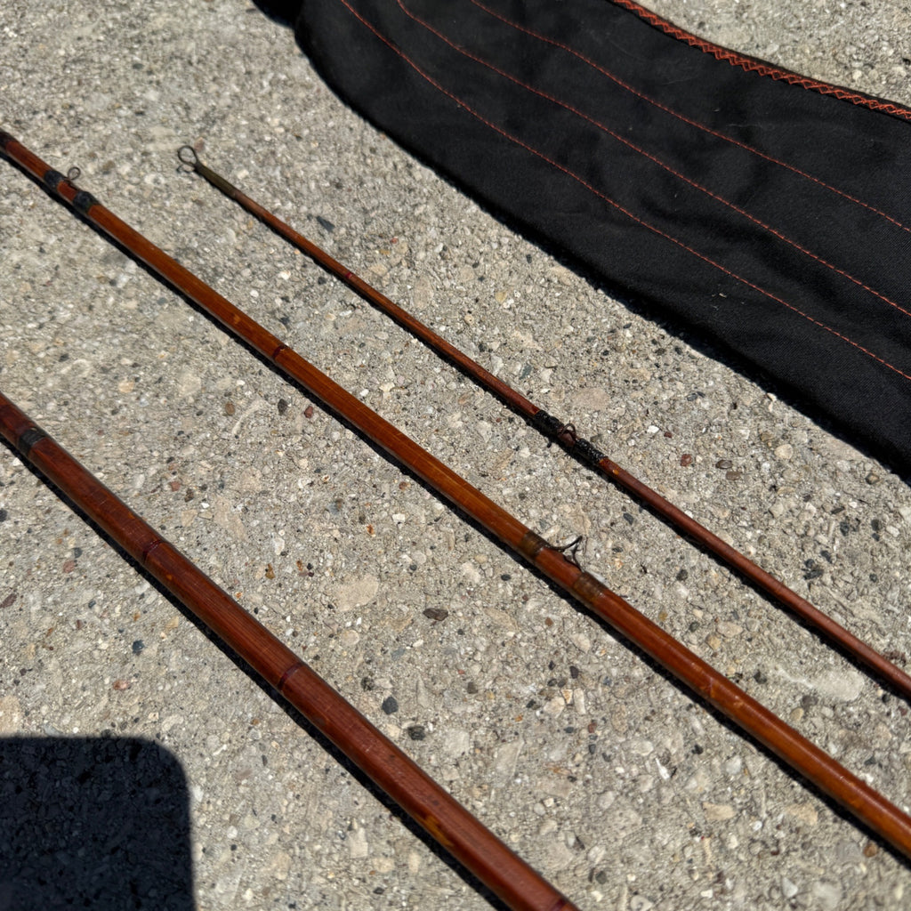 Early South Bend Fly Fishing Rod Bamboo 9ft W/ Slip Case 3-piece