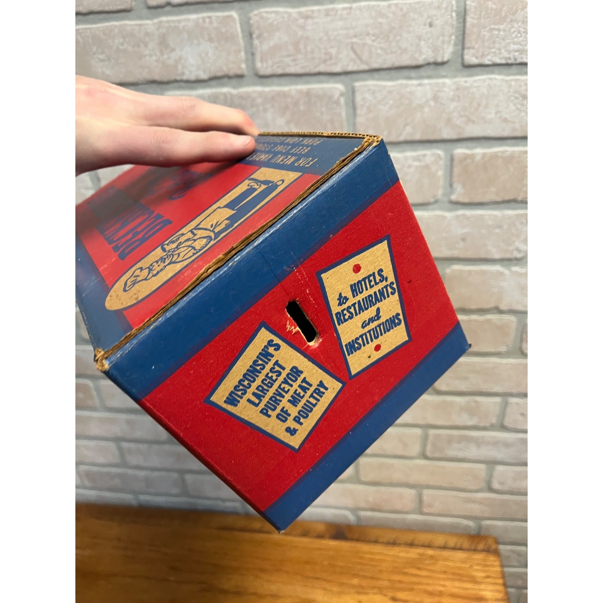 Vintage Becker Meats Milwaukee Wisconsin Advertising Empty Cardboard Box Wis WI