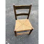 Antique Primitive 19th c. American Primitive Ladderback Rush Seat Chair Painted Folk Art 1830s Civil War Era