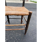 Antique Primitive 19th c. American Primitive Ladderback Rush Seat Chair Painted Folk Art 1830s Civil War Era