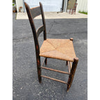 Antique Primitive 19th c. American Primitive Ladderback Rush Seat Chair Painted Folk Art 1830s Civil War Era