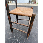 Antique Primitive 19th c. American Primitive Ladderback Rush Seat Chair Painted Folk Art 1830s Civil War Era