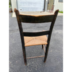 Antique Primitive 19th c. American Primitive Ladderback Rush Seat Chair Painted Folk Art 1830s Civil War Era