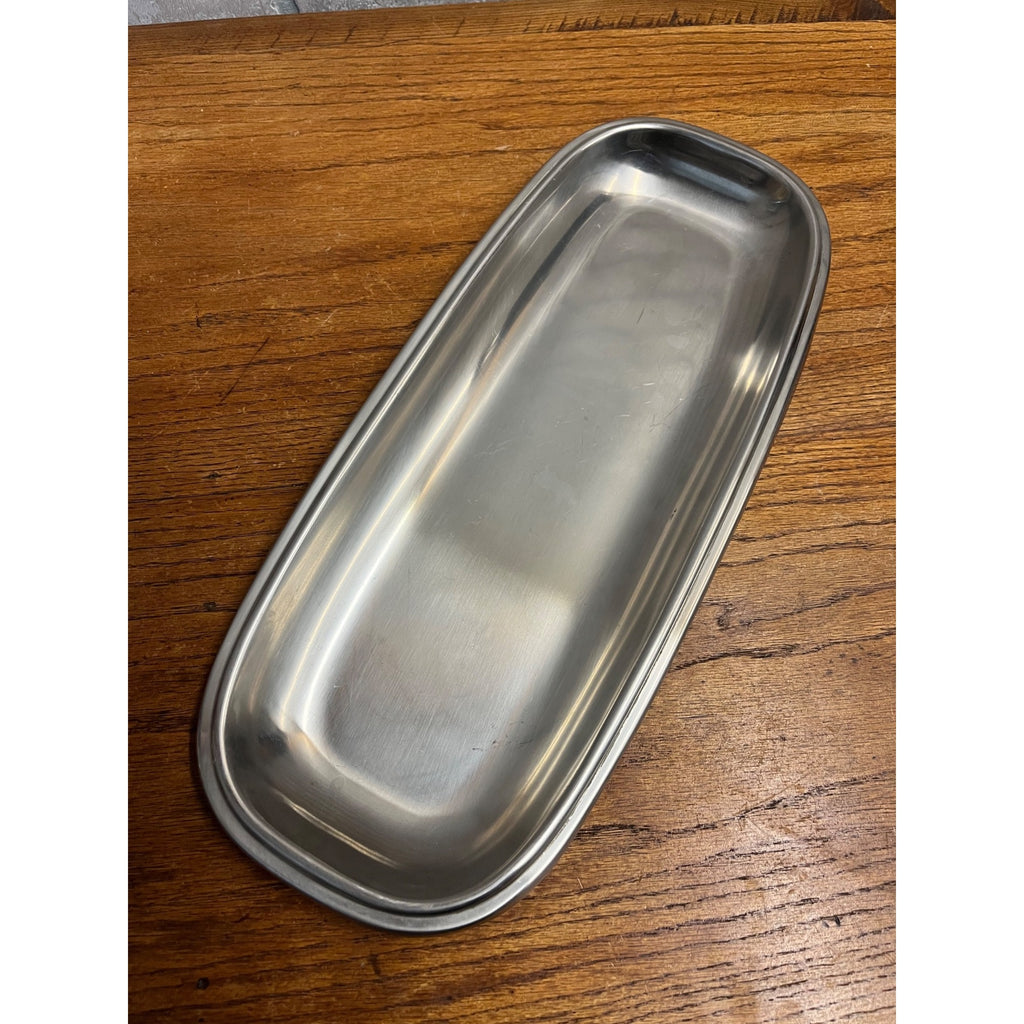 Vintage 1960s MCM Cultura Stainless Steel AB Silver & Stal Sweden 17" Bread Tray