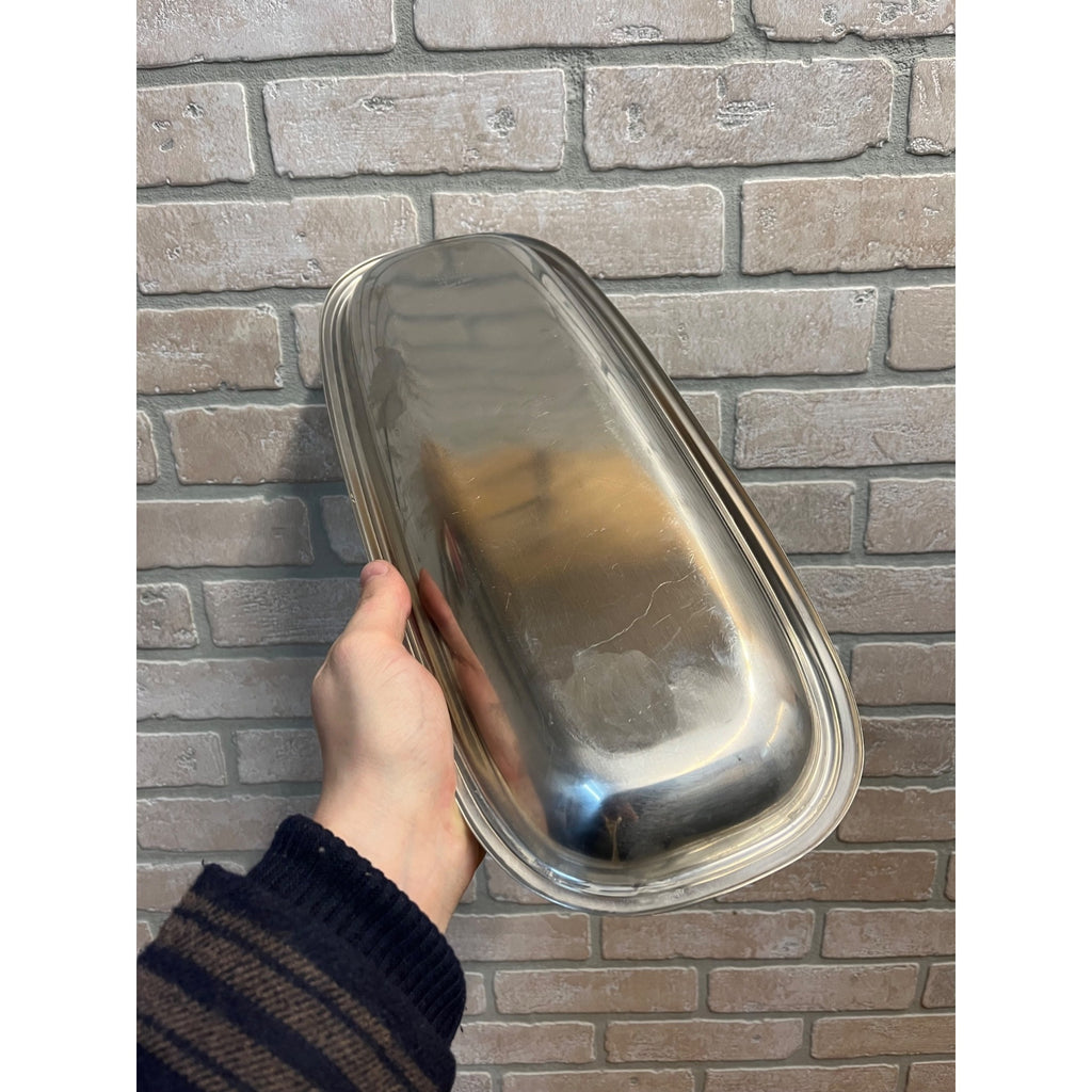 Vintage 1960s MCM Cultura Stainless Steel AB Silver & Stal Sweden 17" Bread Tray