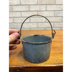 Antique Primitive Gray Enamel Graniteware Berry Bucket / Berry Pail -No Lid- Farmhouse Decor, Miniature