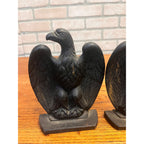 Vintage Pair of Black Cast Iron American Eagle Bookends