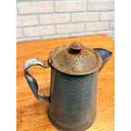 Antique Primitive Farmhouse Enamelware Gray Graniteware 8" Coffee Pot - As-Is
