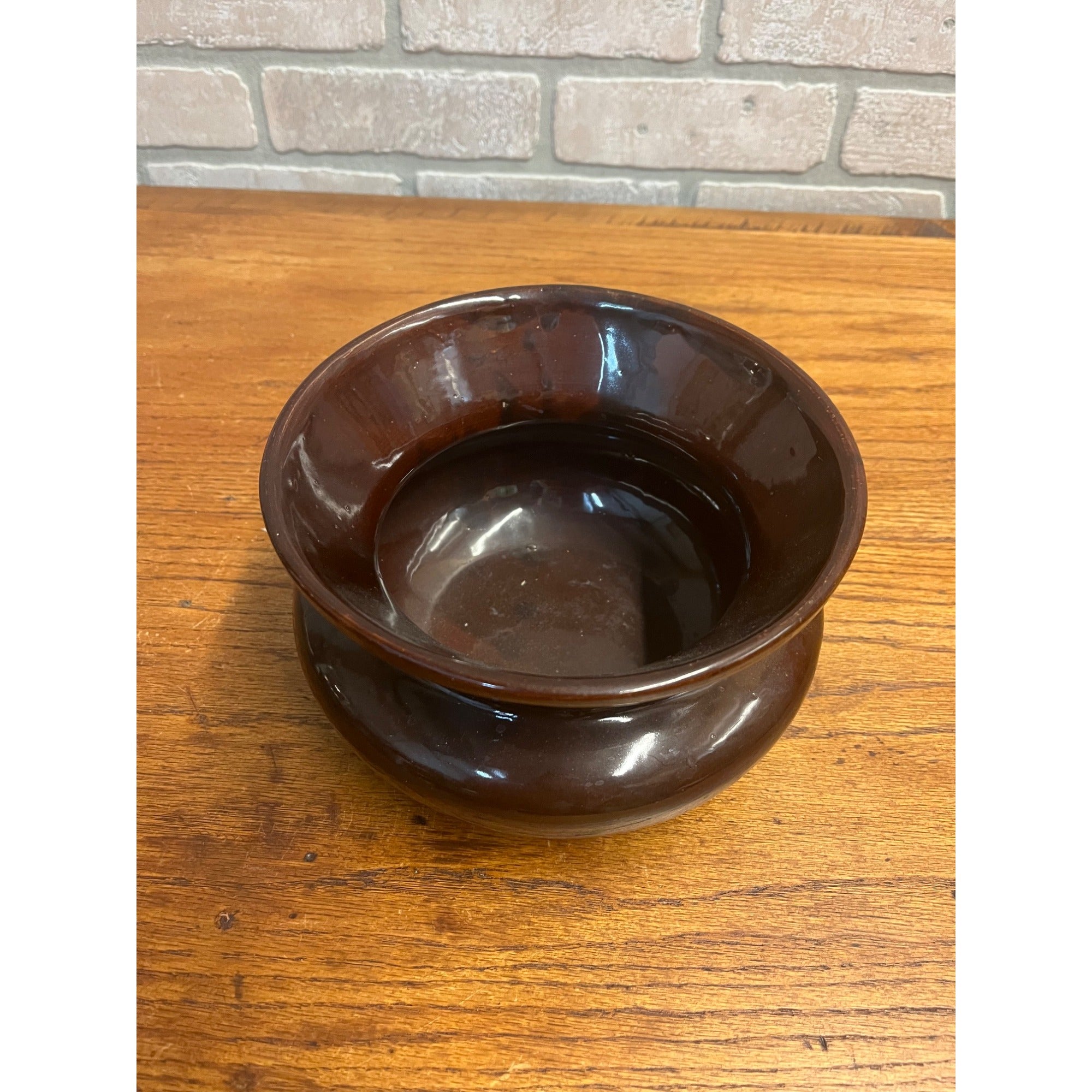 Antique Stoneware Brown Glaze Ladies Cuspidor/Spittoon Victorian Home Decor