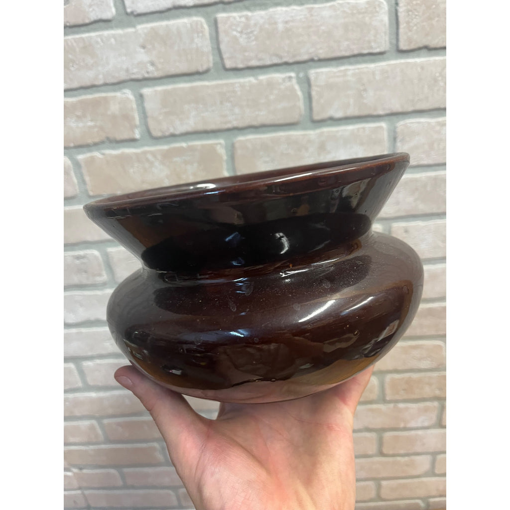 Antique Stoneware Brown Glaze Ladies Cuspidor/Spittoon Victorian Home Decor