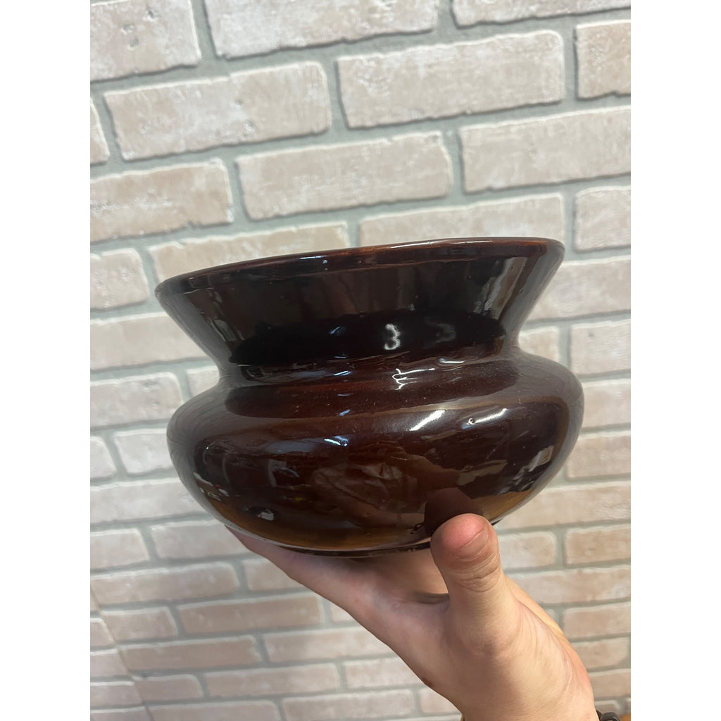 Antique Stoneware Brown Glaze Ladies Cuspidor/Spittoon Victorian Home Decor