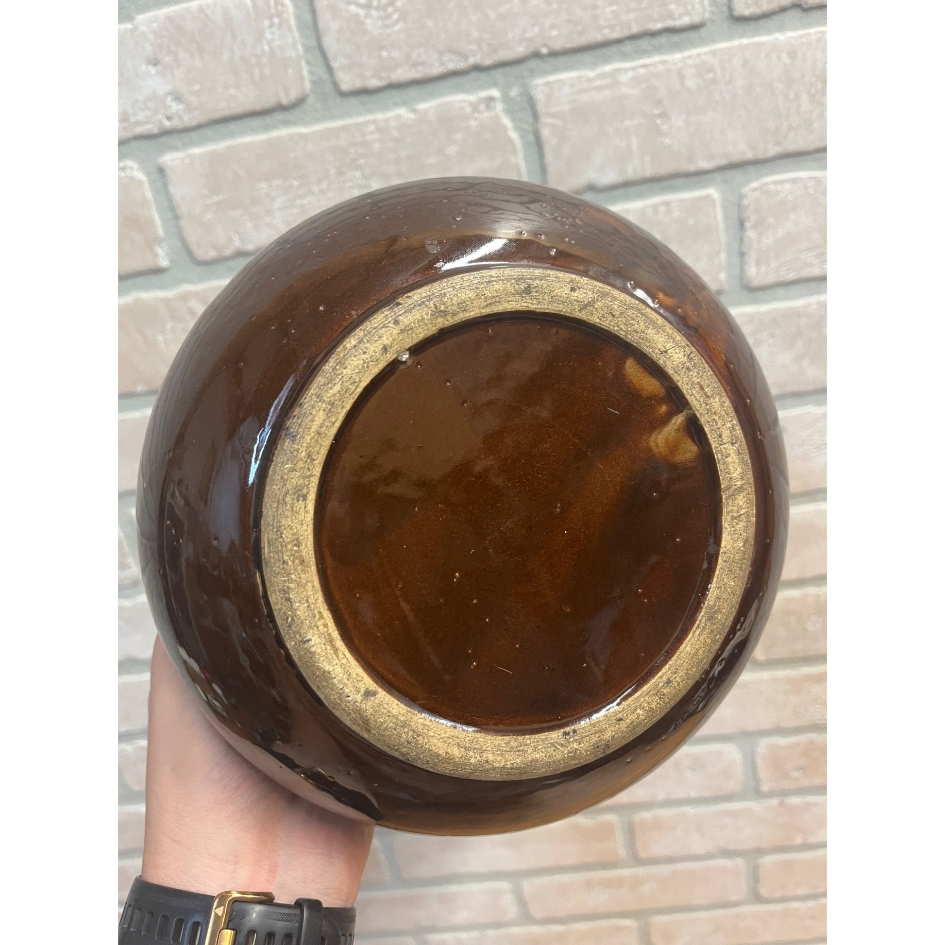 Antique Stoneware Brown Glaze Ladies Cuspidor/Spittoon Victorian Home Decor