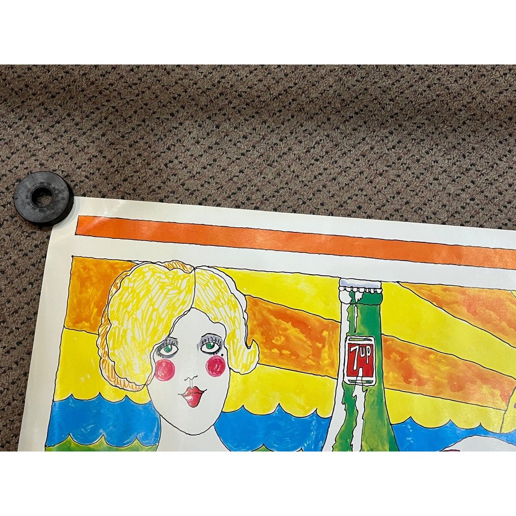 RARE Vintage 1969 7UP #Un In The Sun Poster By Pat Dupold 34"x21"