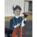 Antique 1900s Painted Wood Ashtray Smoking Stand Bellhop Waiter AAFA Folk Art