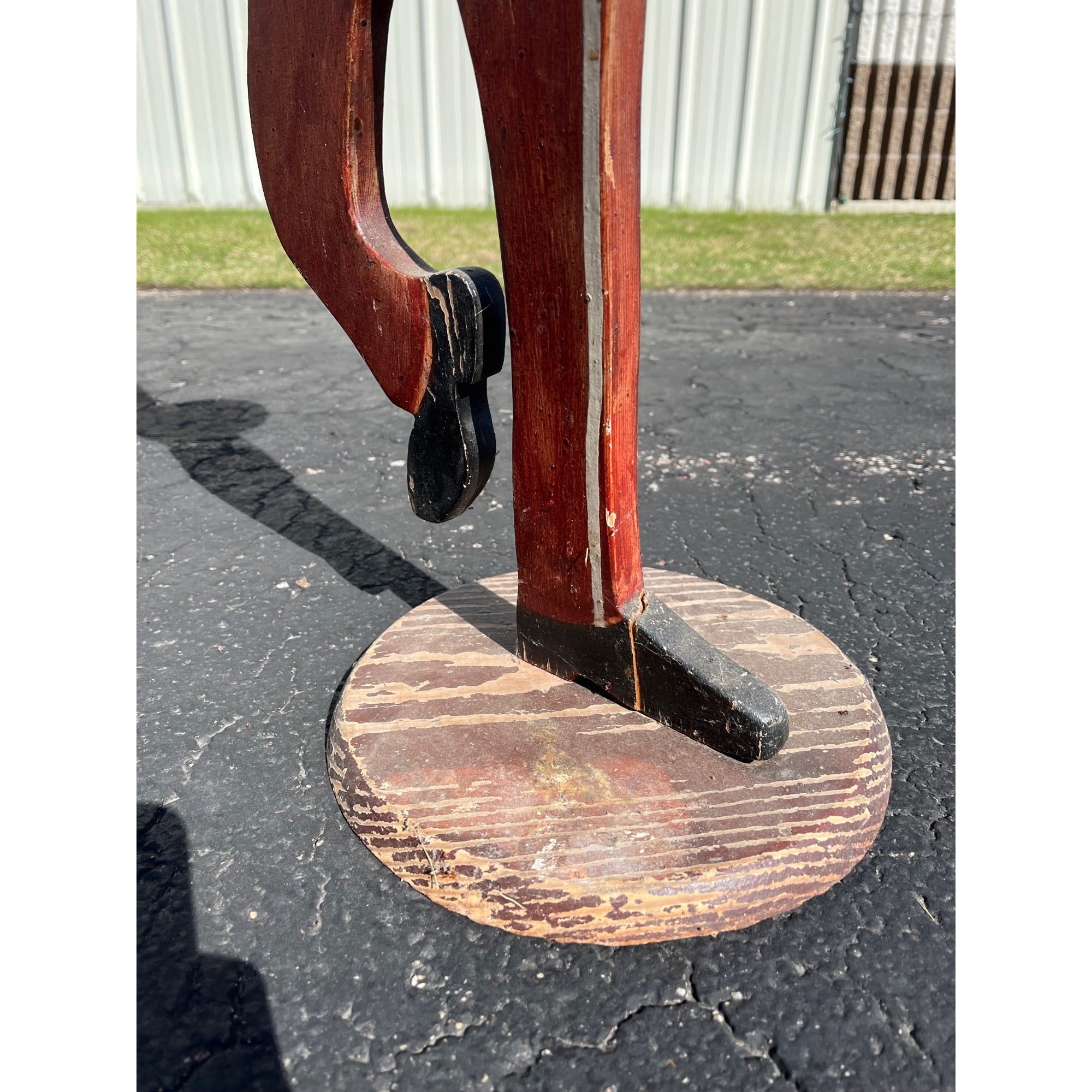 Antique 1900s Painted Wood Ashtray Smoking Stand Bellhop Waiter AAFA Folk Art