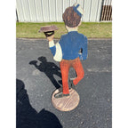Antique 1900s Painted Wood Ashtray Smoking Stand Bellhop Waiter AAFA Folk Art