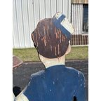 Antique 1900s Painted Wood Ashtray Smoking Stand Bellhop Waiter AAFA Folk Art
