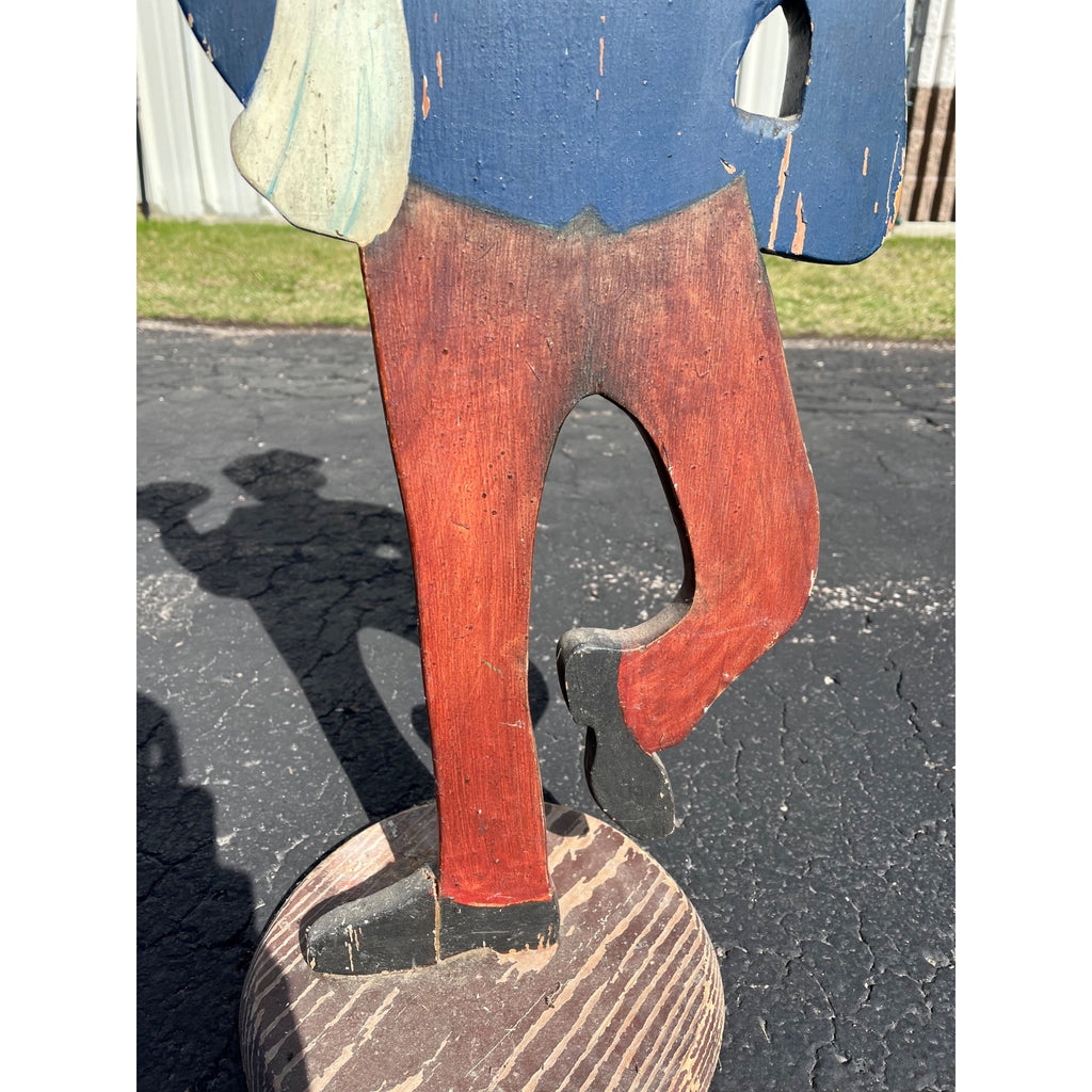 Antique 1900s Painted Wood Ashtray Smoking Stand Bellhop Waiter AAFA Folk Art