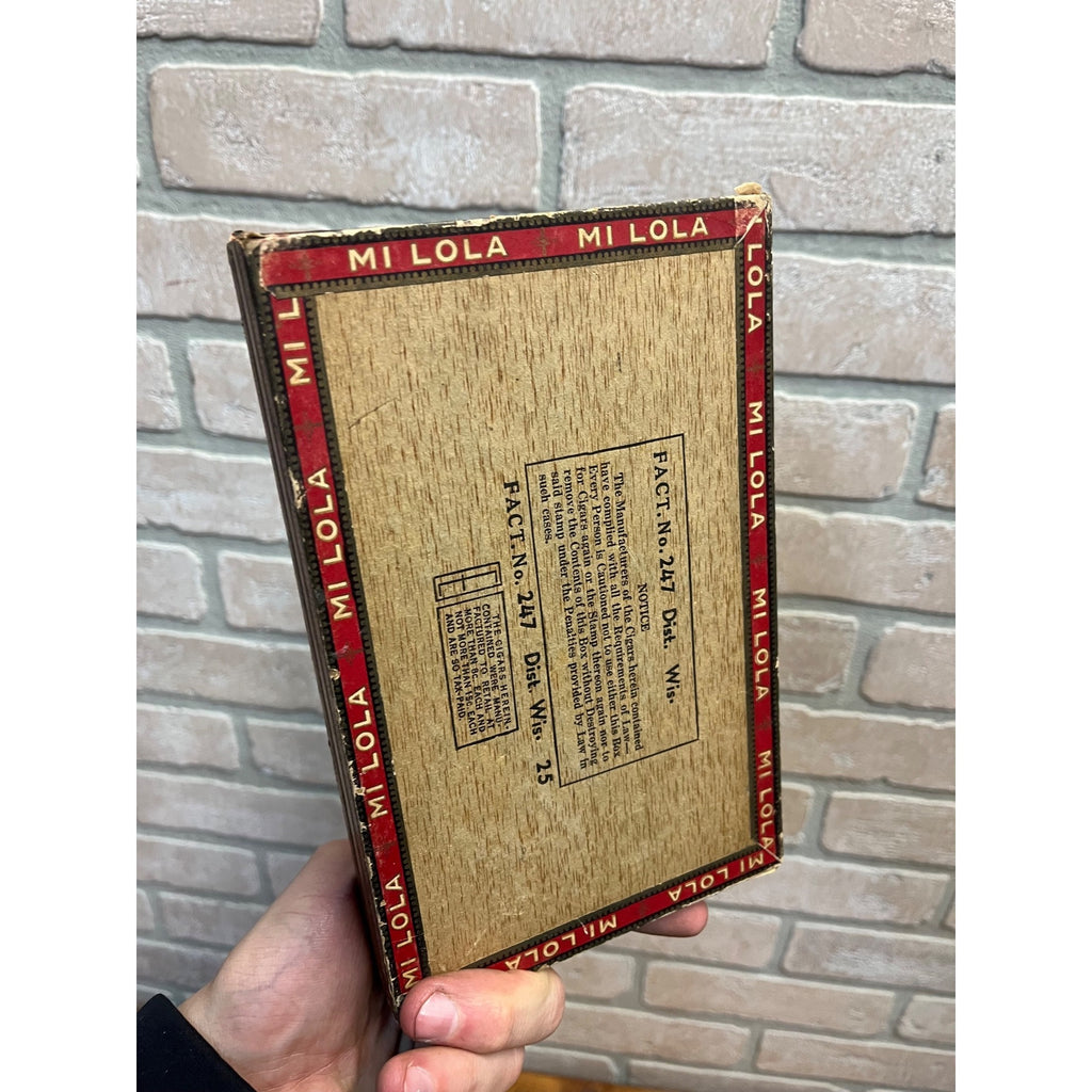 Vintage Mi Lola Cigars Advertising Box Empty Milwaukee Wisconsin Wis WI