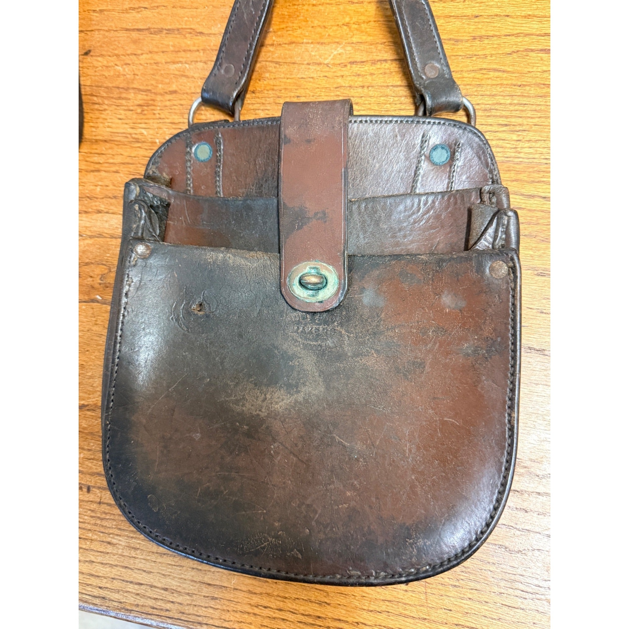 Antique Leather Horse Shoe Carrier Saddle Bag Army Cavalry Farm Blackwood Hunt Bros