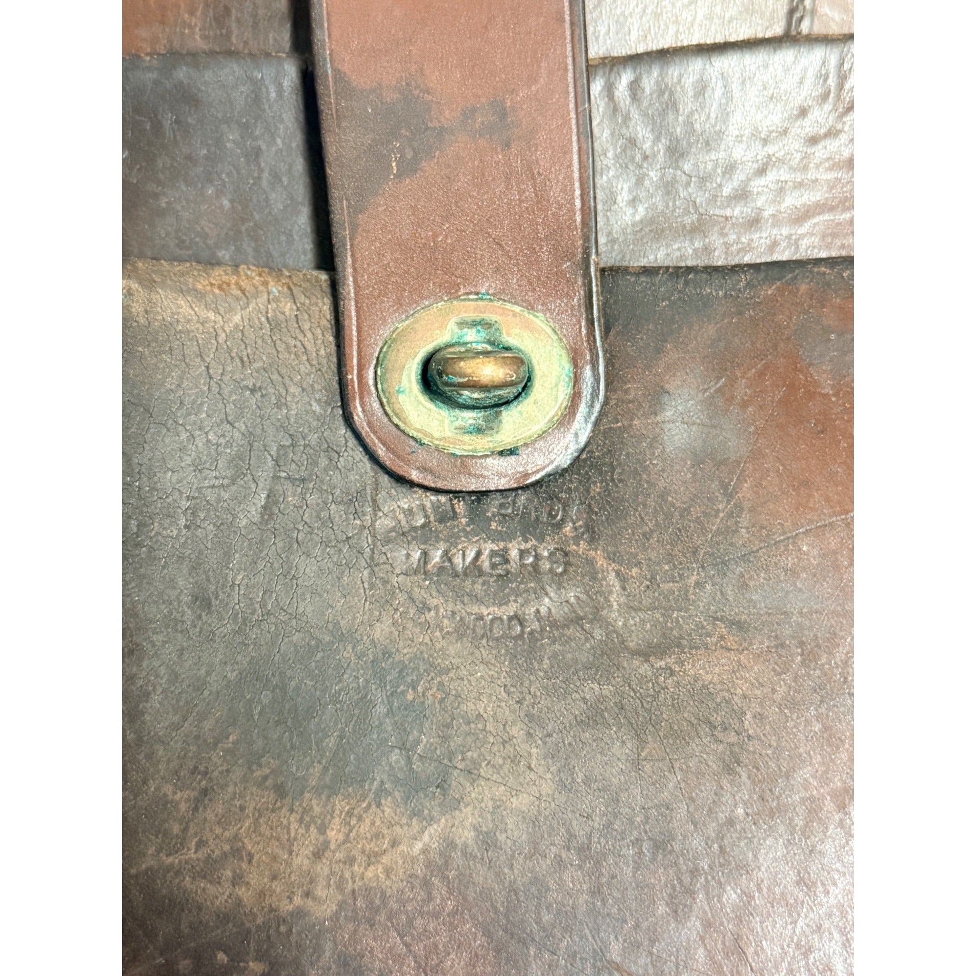 Antique Leather Horse Shoe Carrier Saddle Bag Army Cavalry Farm Blackwood Hunt Bros