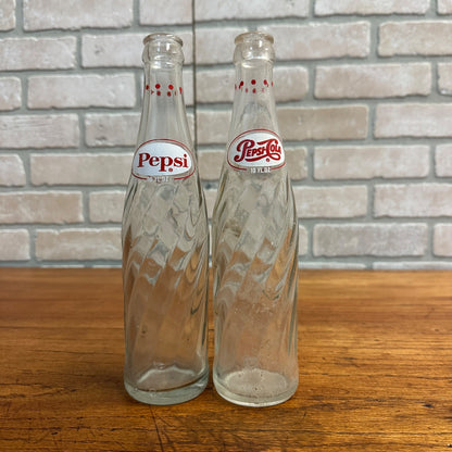 (2) Pepsi Cola Pepsi Twist  Polka Dot 10oz Soda Pop Bottles