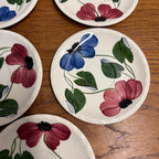 Vintage Blue Ridge Set of (5) Southern Blue & Red Flowers Tea Plate BRP167