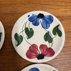 Vintage Blue Ridge Set of (5) Southern Blue & Red Flowers Tea Plate BRP167