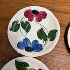 Vintage Blue Ridge Set of (5) Southern Blue & Red Flowers Tea Plate BRP167