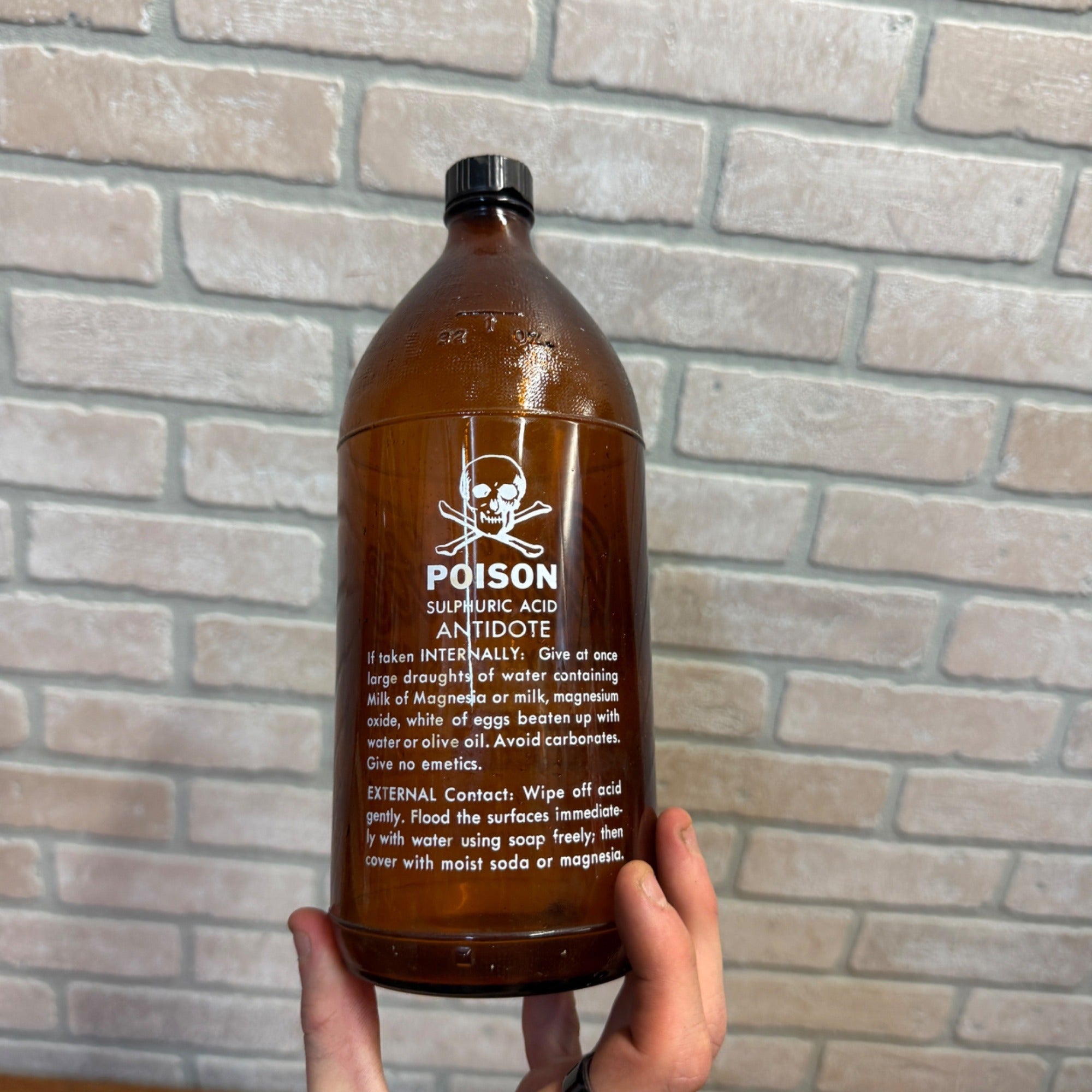 Auto-Lite Battery Electrolyte Bottle Container Vtg Retro Electric Auto Garage