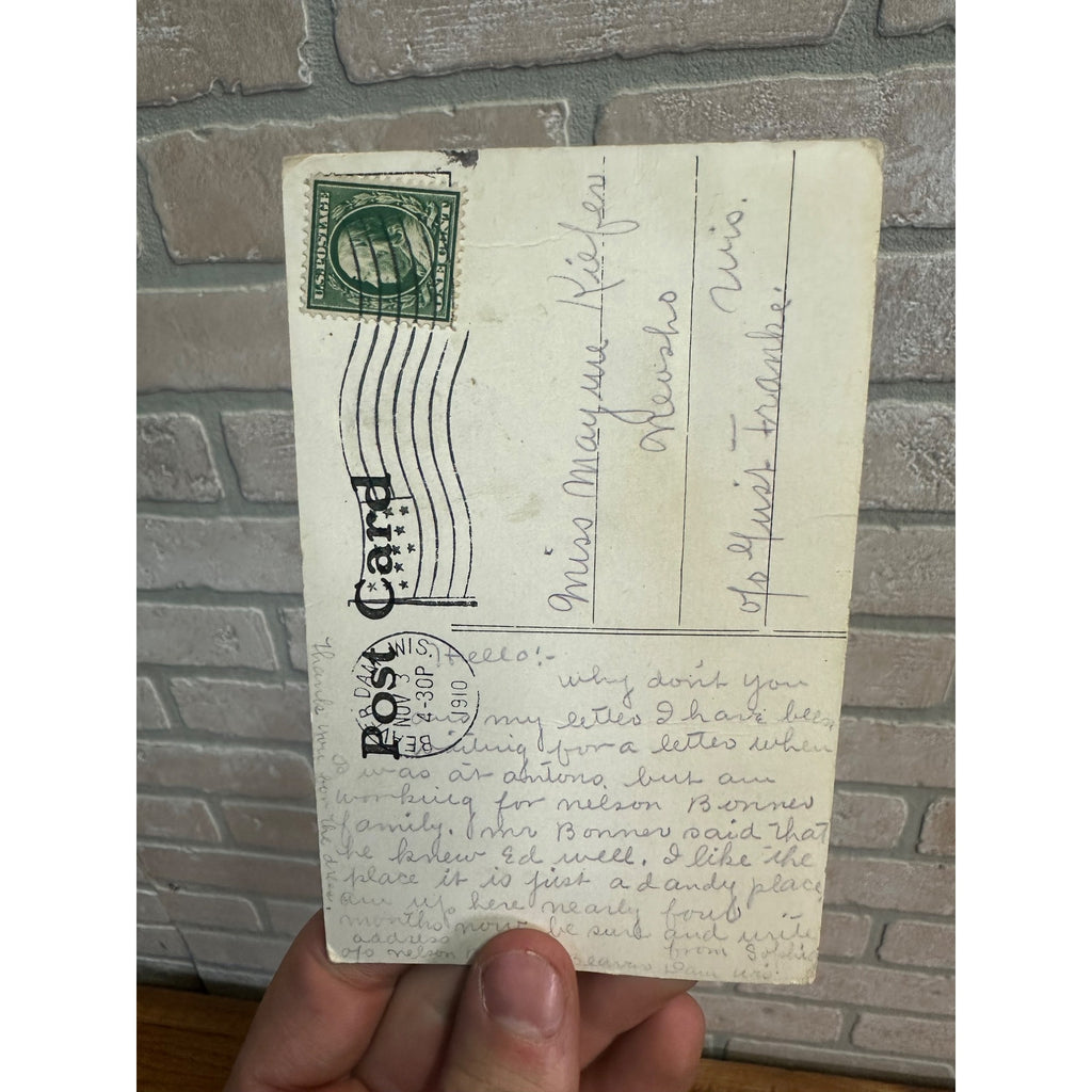 Beaver Dam Wis RPPC Postcard Williams Free Library Wisconsin 1910 Photo