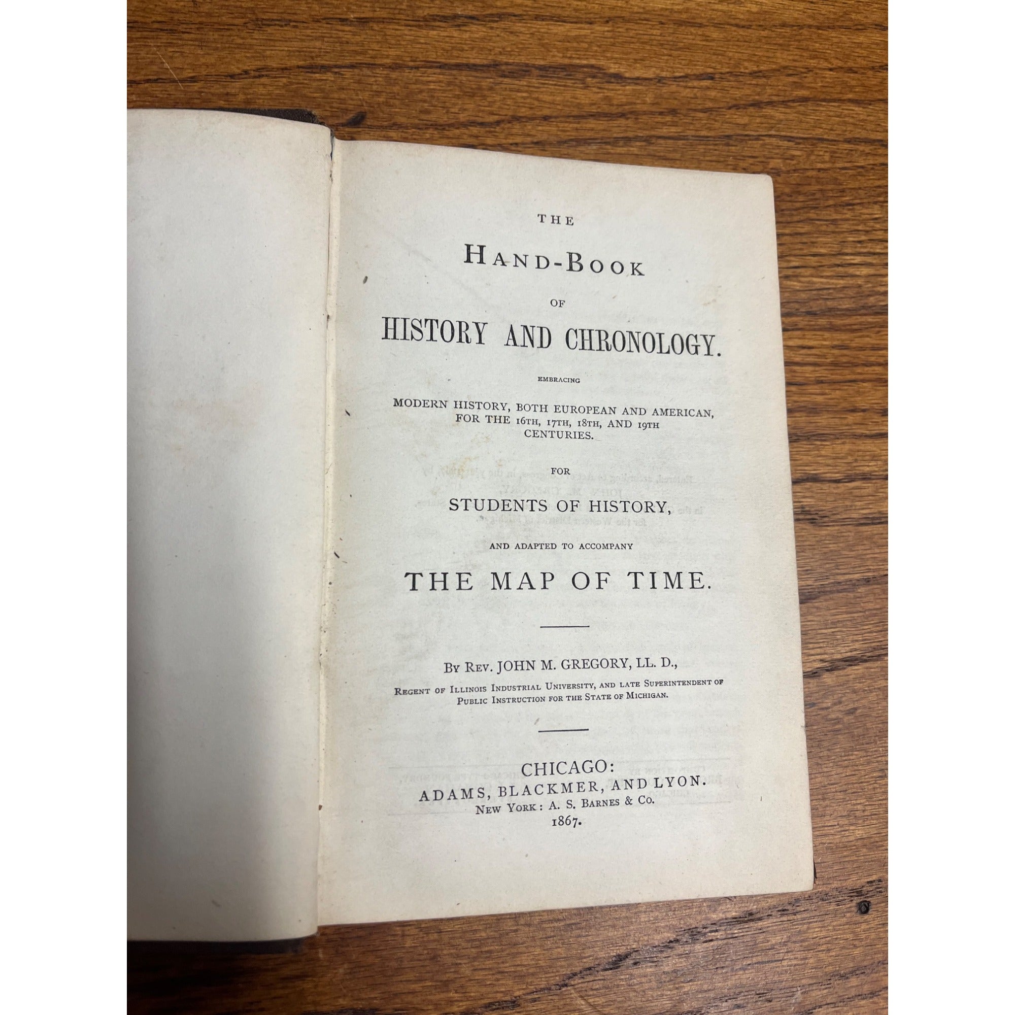 Antique 1867 Hand Book of History American & European Hardcover