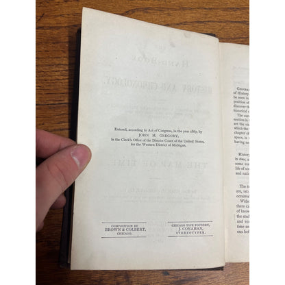 Antique 1867 Hand Book of History American & European Hardcover