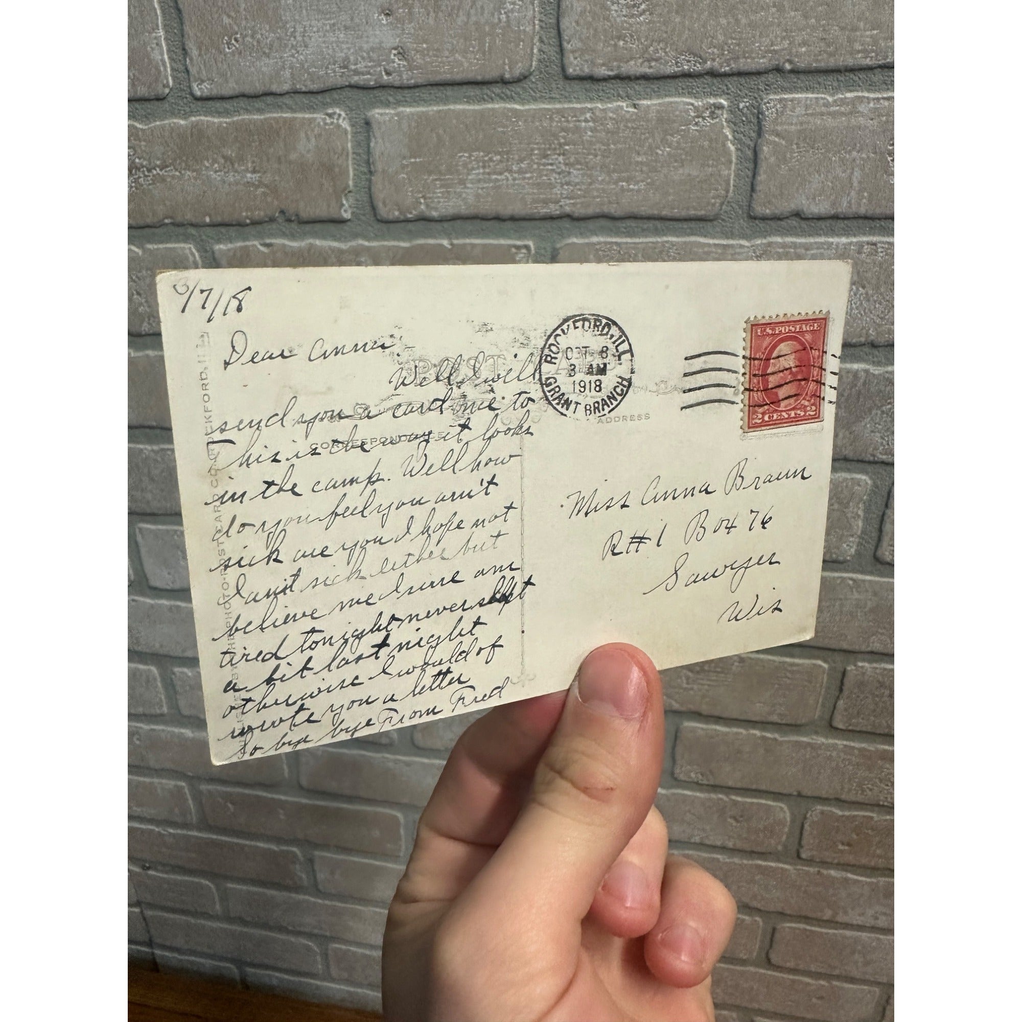 Vintage WW1 Camp Grant Postcard WWI US Army 1917 Sleeping Quarters