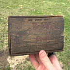 Antique Vintage Bob White Codfish Slide Top Wooden Box Advertising Gloucester MA