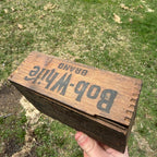 Antique Vintage Bob White Codfish Slide Top Wooden Box Advertising Gloucester MA