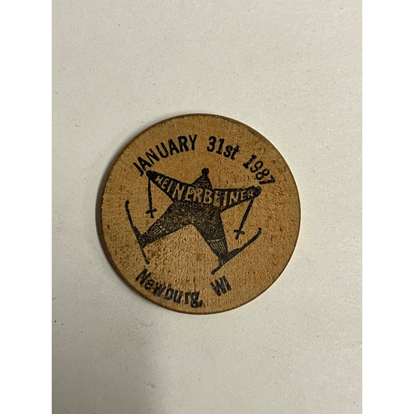 Vintage 1987 Heinerbeiner Ski Race Newburg Wisconsin Wooden Token