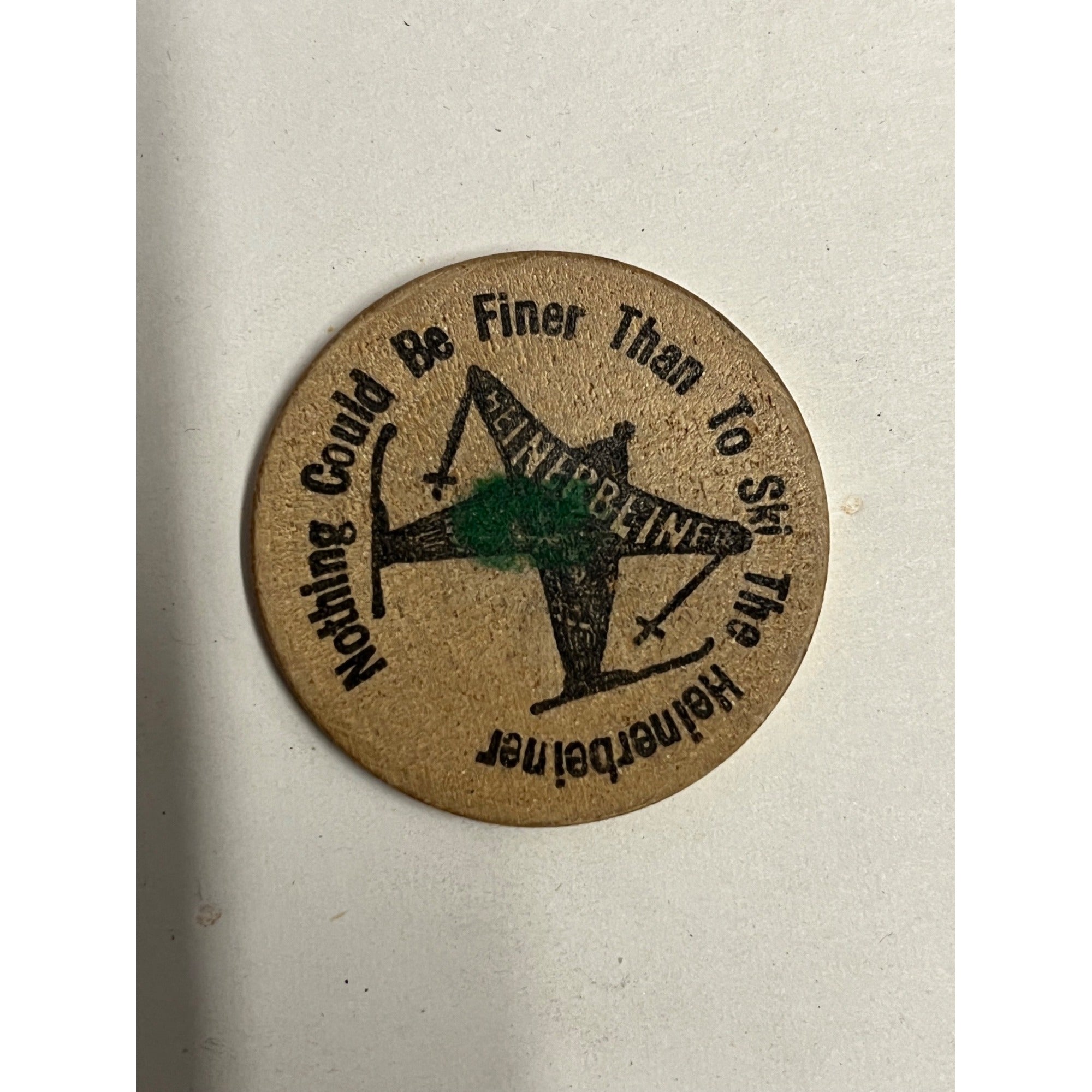 Vintage 1987 Heinerbeiner Ski Race Newburg Wisconsin Wooden Token