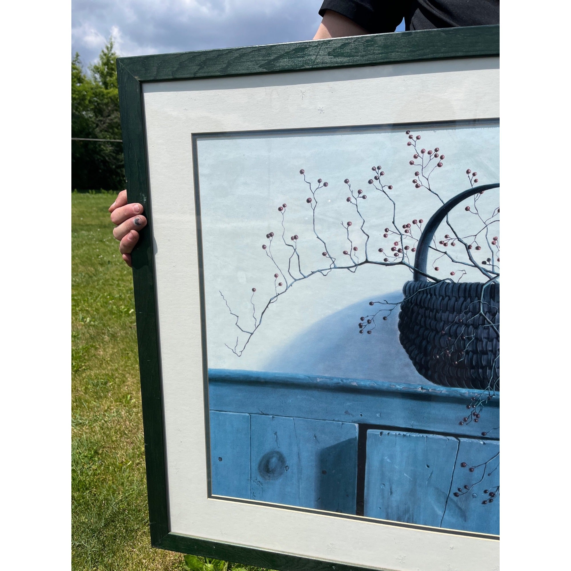 1987 Campanelli Paulin Elbe Wild Rose Berries Large Wood Framed Art Print Signed