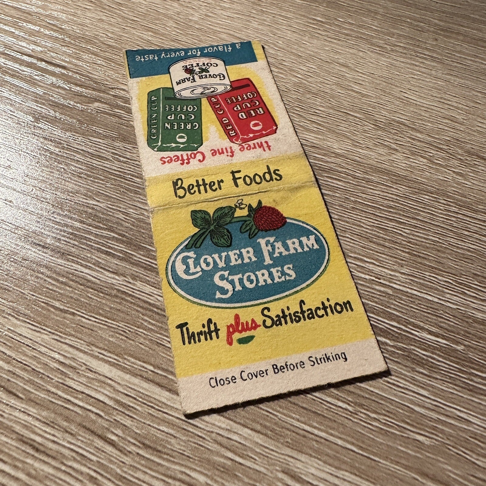 Vintage Clover Farm Stores Coffee Advertising Matchbook