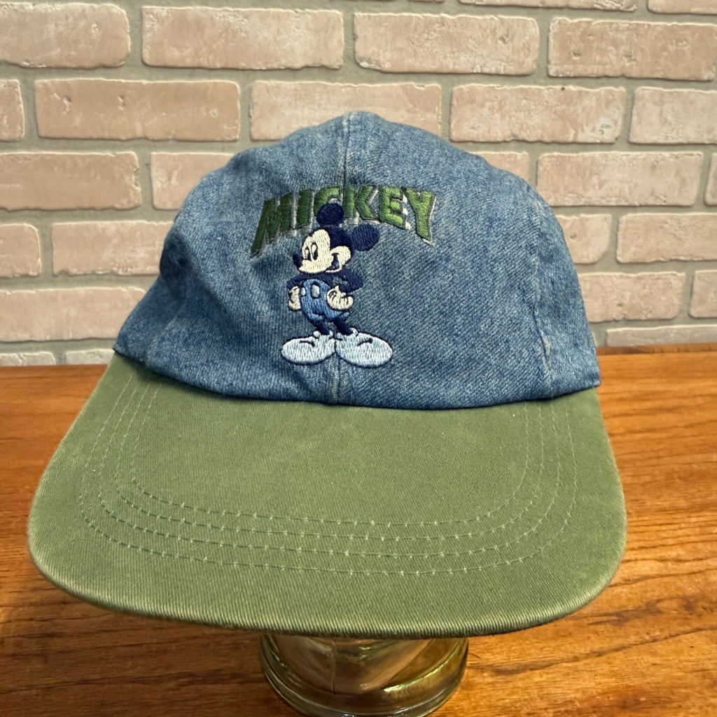 MICKEY MOUSE WALT DISNEY Advertising DENIM & GREEN SNAPBACK HAT CAP